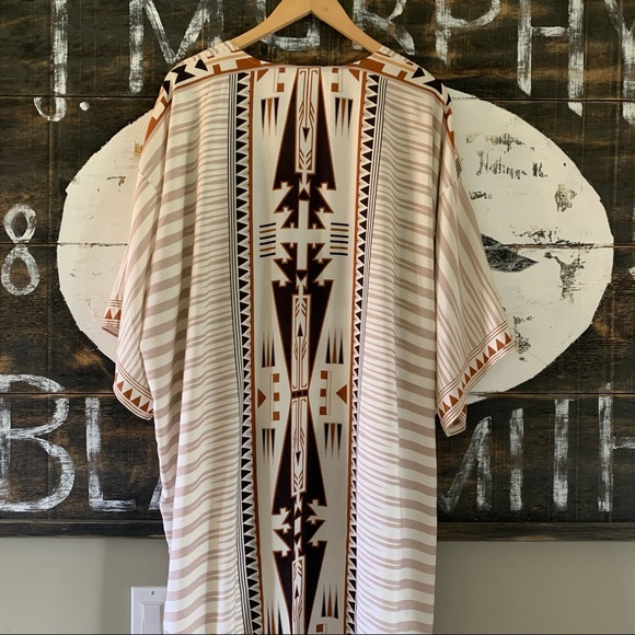 New Boho Western Kimono Maxi Long Duster Folk Cardigan - Picture 2 of 7